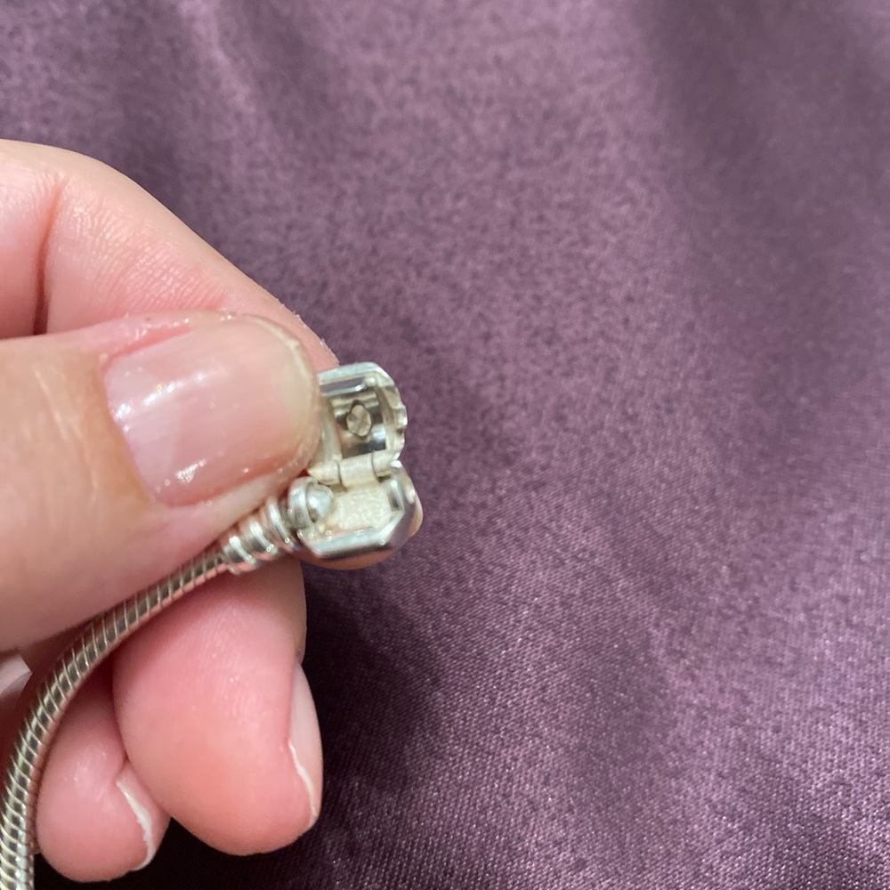 Pandora Silver Charm Bracelet with Heart and Rose - Picture 6 of 9